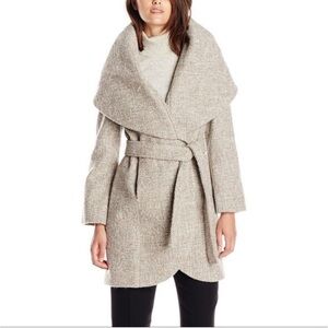 Tahari Cream Textured Coat Marla oversized S